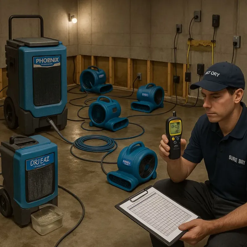 Structural Drying and Dehumidification process in Beverly, MA